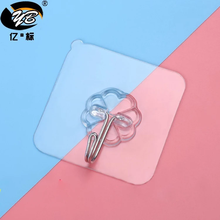 

bulk selling adhesive magic flat plastic wall stick hooks for bathroom kitchen, Clear