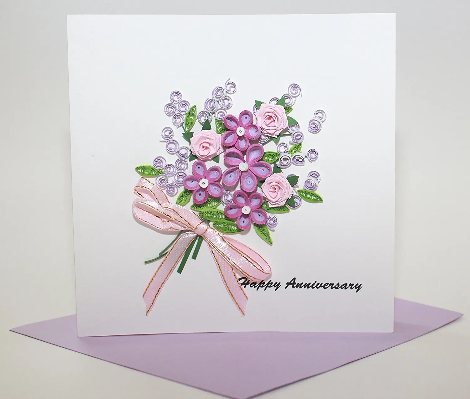 buy handmade quilling card: happy anniversary card in cheap