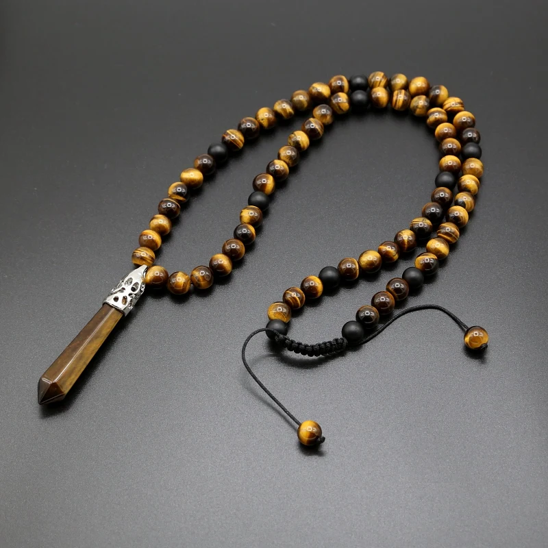 Wholesale Hot Sell Tiger Eye Natural Stone 108 beads Mala Yoga Necklace for Men and Women