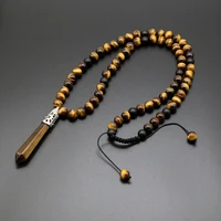 

Wholesale Hot Sell Tiger Eye Natural Stone 108 beads Mala Yoga Necklace for Men and Women