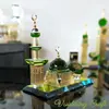 Customized Crystal Mosque Model With Diamond Tower Gold Plated For Gift