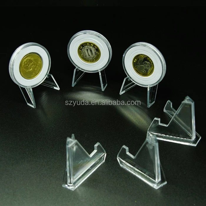 Clear Challenge Coin Holder Plastic Coin Stand Medallion Display Stand