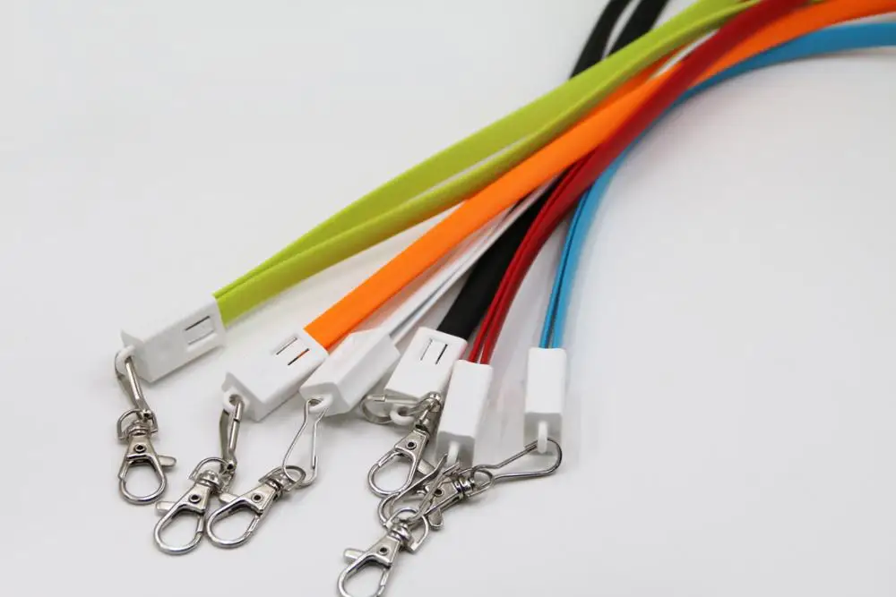 2 in 1 keychain charging cable 80cm long double sided lanyard micro USB cable for iphone and android mobile phone charger cable - ANKUX.COM