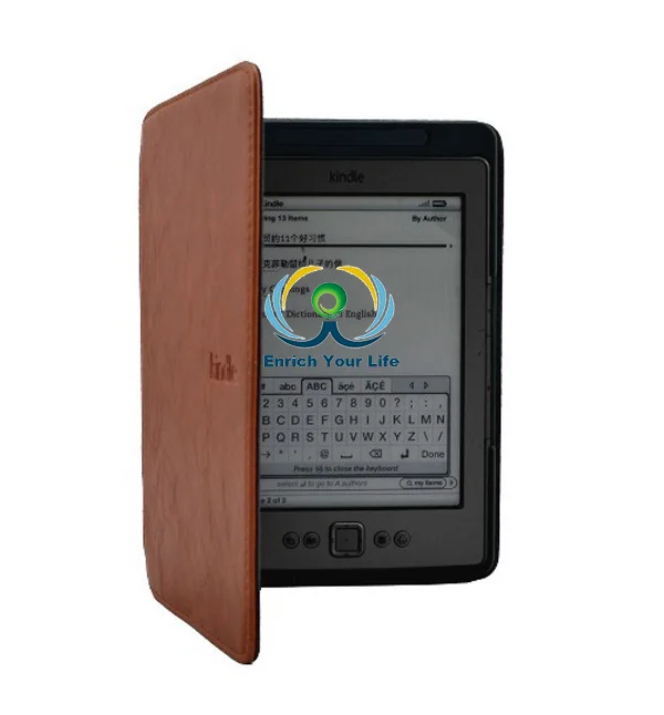 Ultra Thin Hard Back Ebook Leather Case Cover With Builtin Led Light