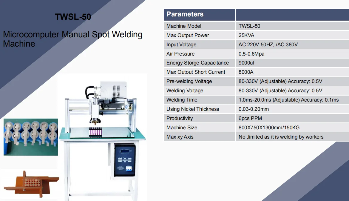 Twsl50 Battery Spot Welding Machine Assembly 21700 18650 Battery Pack