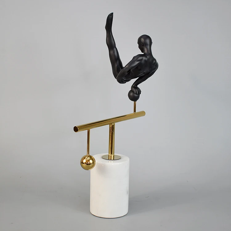 

Black resin marble base abstract athlete model office home furnishings