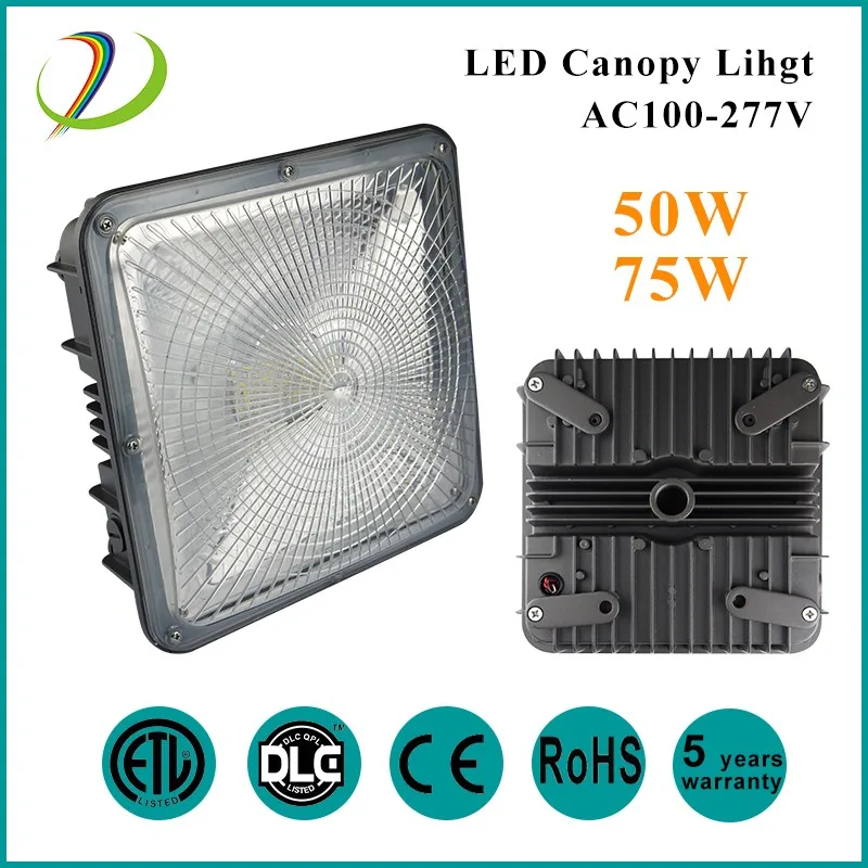 50w 75w Led Canopy Light Industrial Lighting With 5 Years Warranty