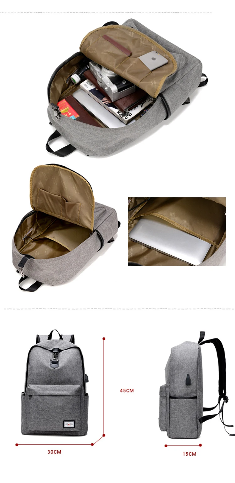 Osgoodway2 Laptop Backpacks For Outdoor Rucksack Travel USB Backpack Charger Bag