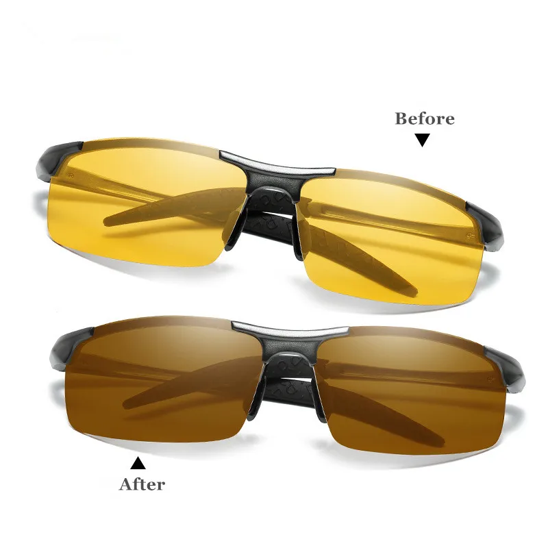 

Men's Al-mg Frame Night Vision Glasses Polarized Sunglasses for Driving Yellow Lens Anti-Glare