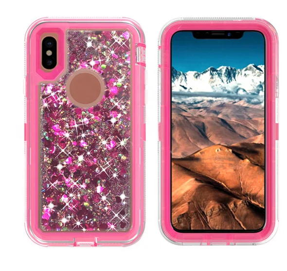 

Silicone Glitter Liquid Water Defender Phone Case Cover Quicksand Liquid Phone Case for samsung s8 s9 s10