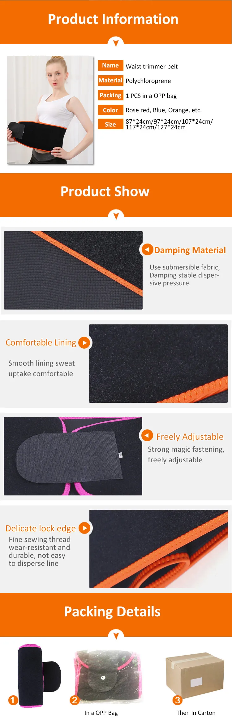 ZHIZIN Fitness belt Neoprene Waist Trimmer, Body Slimmer Waist Trainer Belt (3)