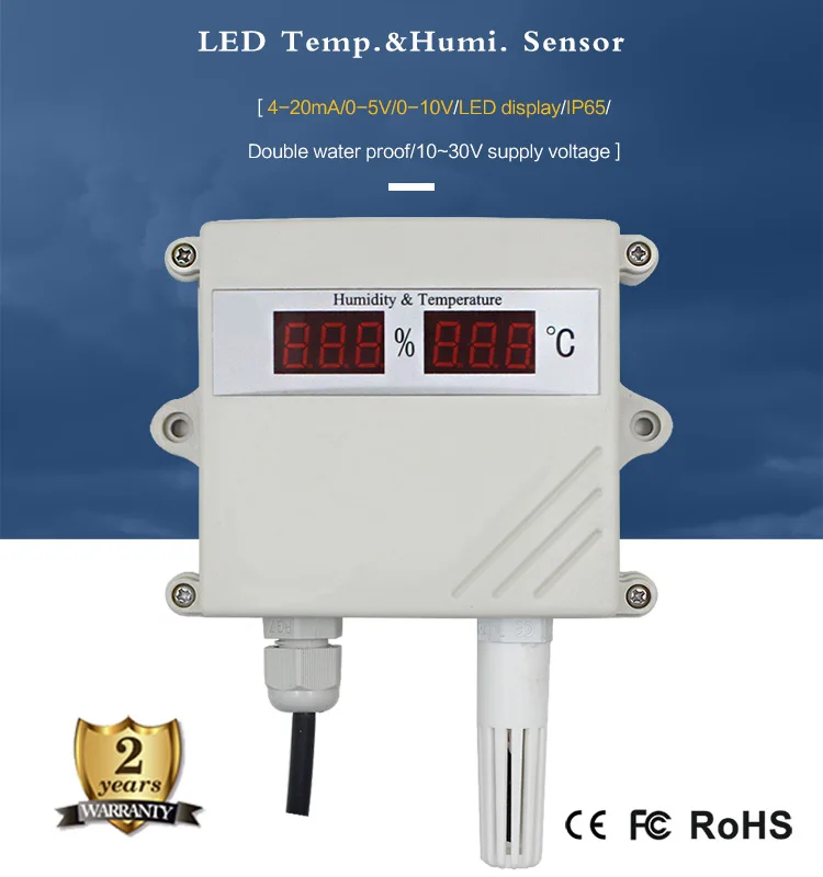 Waterproof Temperature And Humidity Transmitter 4-20MA/0-5V Temp & Humi Sensor 