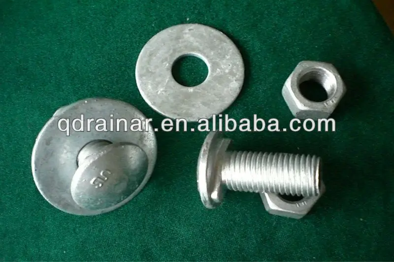 Grade 4.6 Hot Dipped Galvanized Hex Head Guardrail Bolt With Rectangle