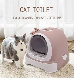 Image of Hot selling Pet Supplies Cleaning Products Plastic Cat Toilet Cat Litter Mat Litter Box with Lid