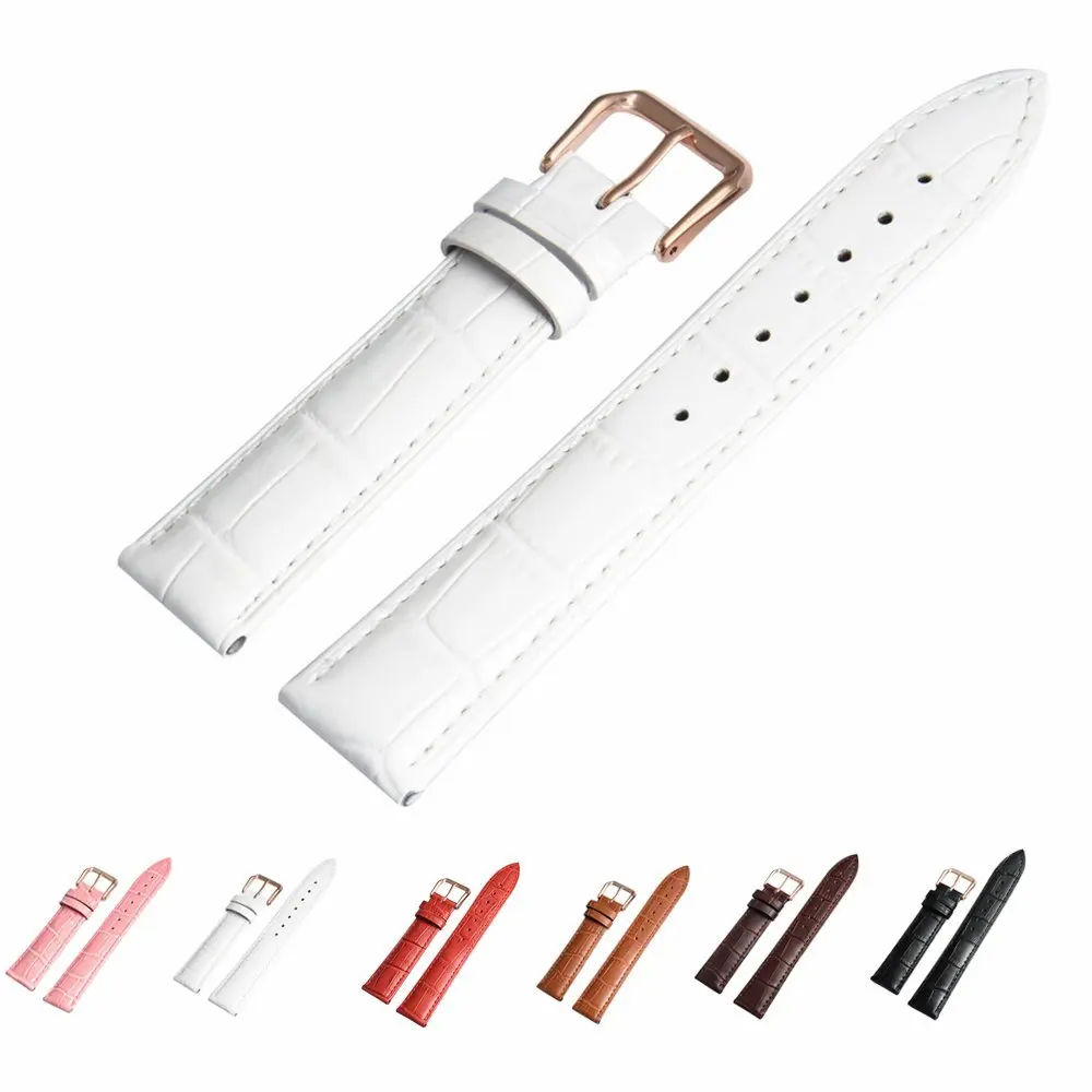Leather Watch Band With Rose Gold Watch Buckle Choices Of Color