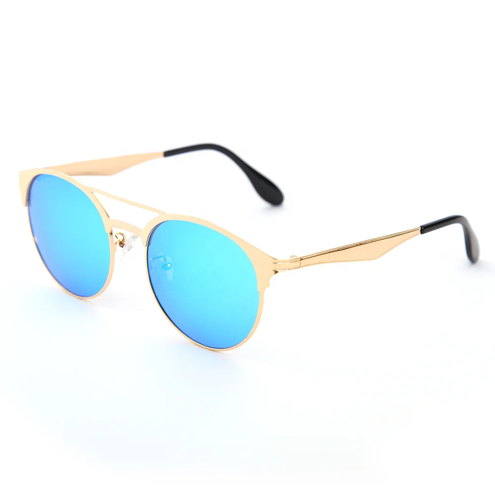 

Wholesale Custom Driving UV400 TAC Polarized Round Shape Blue Lens Metal Sunglasses
