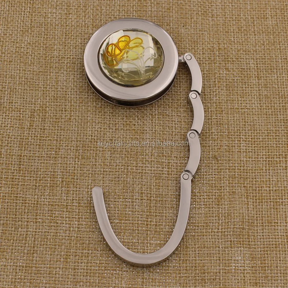 Delicate Foldable Metal Acrylic Purse Hanger / Bag Shape Purse Hook For
