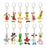 New 12 Wooden Colourful Painted Animal and Insect Keychain Key Rings Cute CA2100