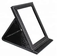 

Pu Leather Travel Portable Foldable Stand Up Table Desktop Makeup Mirror