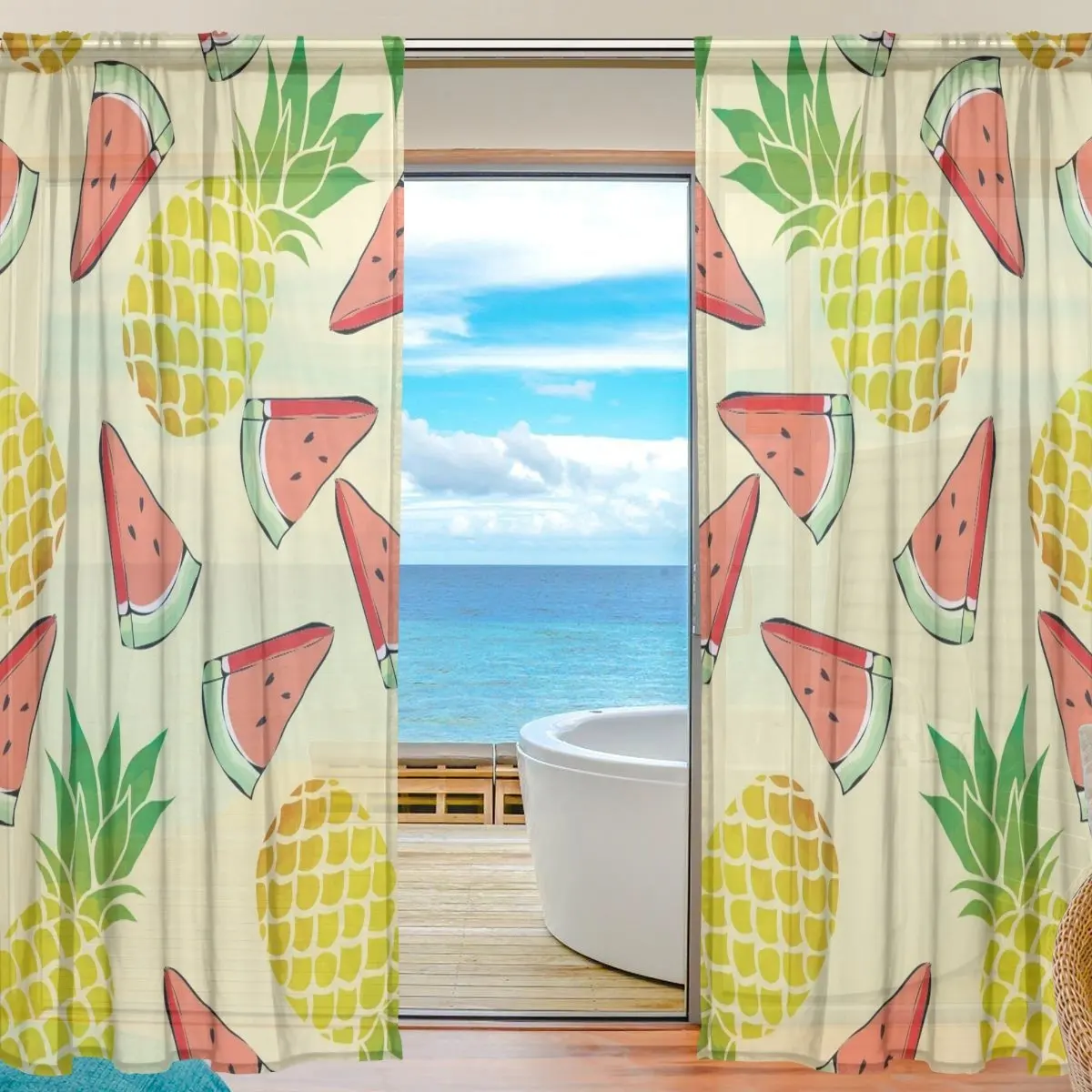 Vantaso Sheer Curtains 84 Inch Long Cute French Bulldog Window