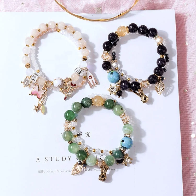 

Cute fashion butterfly bracelet pendant women agate stone beads bracelet, Picture