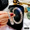 Round Shape 925 Silver Needle Stone Earrings Jewelry Fashion Star Earring with Crystal Rhinestone