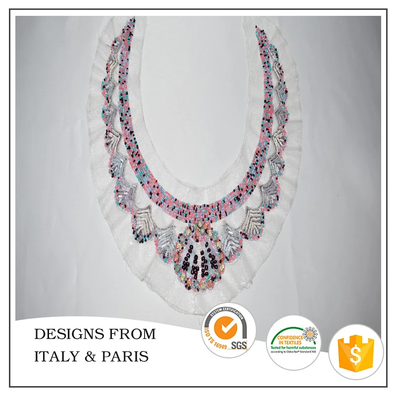 Italian Designs Colorful Bead Fake Collar for Garment