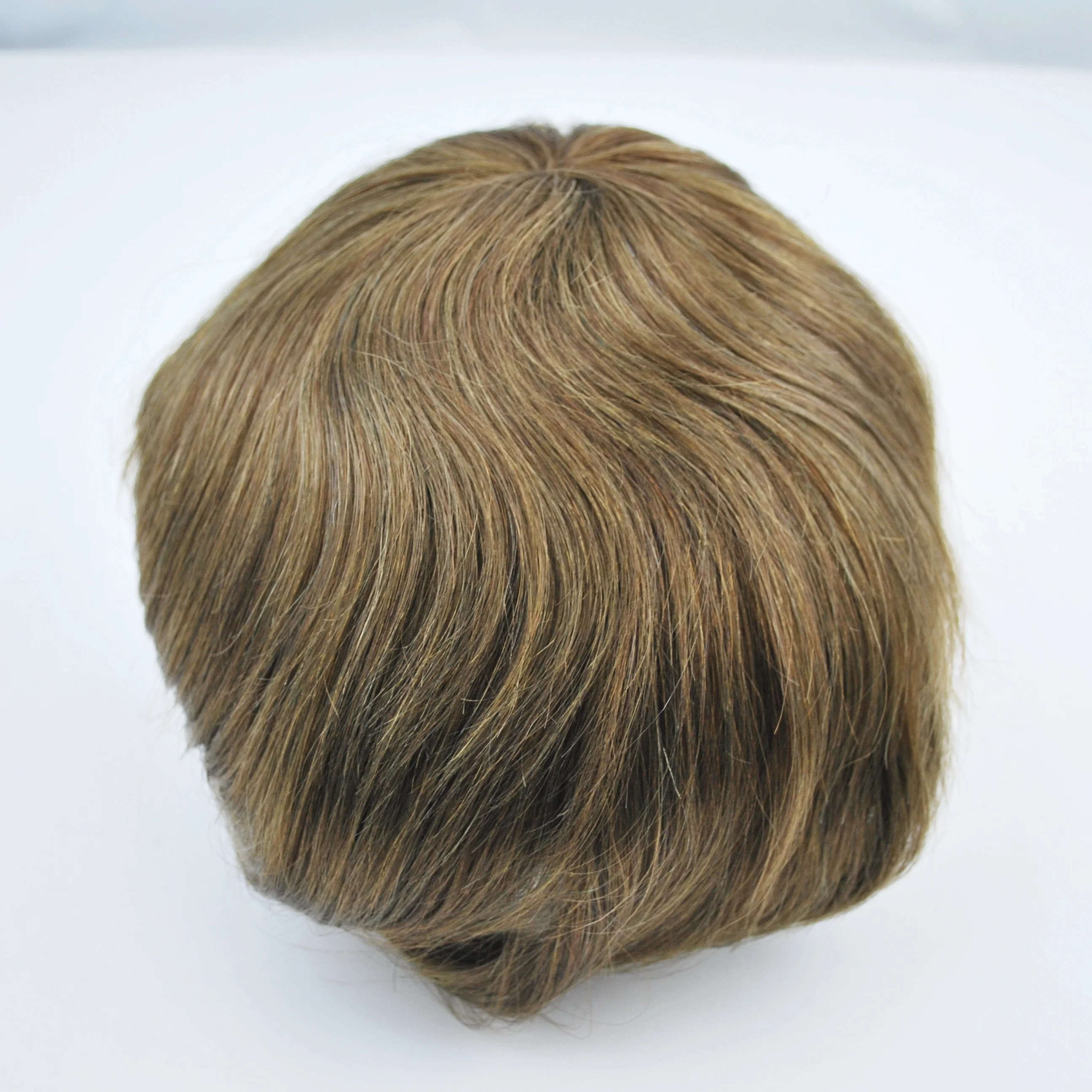 

French Lace PU Light Brown Toupee for Men Stock Hair System 6#