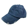 Free shipping wholesales distressed denim baseball cap custom logo embroidery jean dad hat