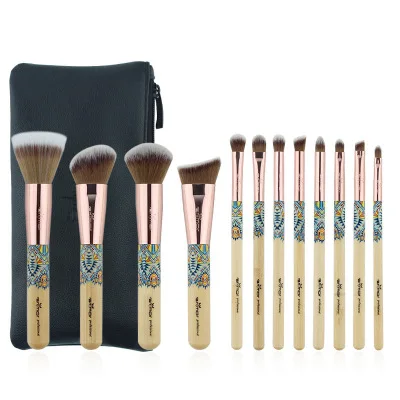 

14pcs foundation with brush teeth bamboo makeup make up brush set with bag