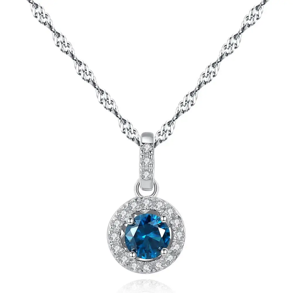 

CZCITY Round Multicolor Gemstone Pendant 925 Sterling Silver Pendant Necklace Jewelry Women's Jewelry
