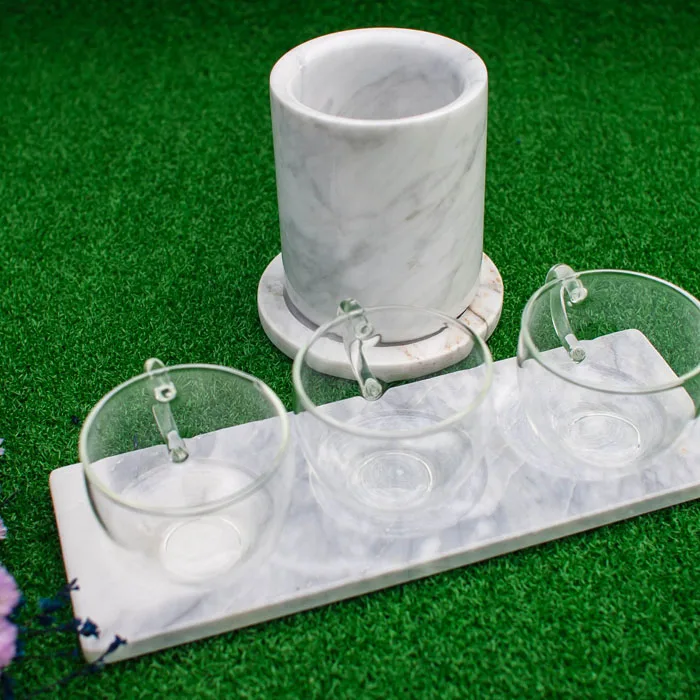 Marble Base Custom Cup Mats Marble Tray For Wine Glass Marble Candle