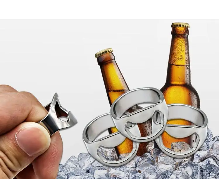

New Portable Colorful Stainless Steel Beer Bar Tool Finger Ring Bottle Opener favors free shiping
