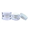 luxury diamond double wall empty cylinder 5g 10g 15g 20g 30g 50g cosmetic cream acrylic jar for packing