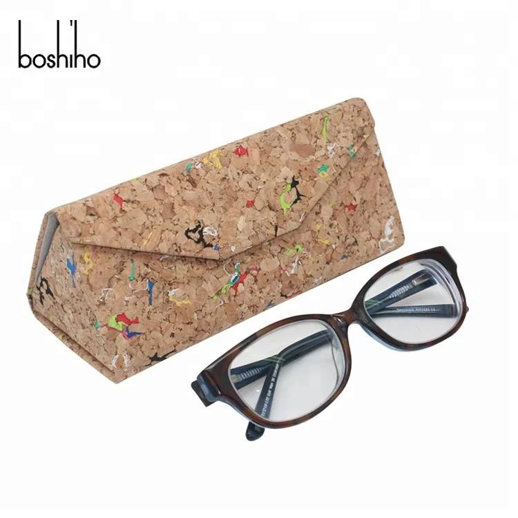 

Boshiho newest folding sunglasses case cork glasses case, Dark brown