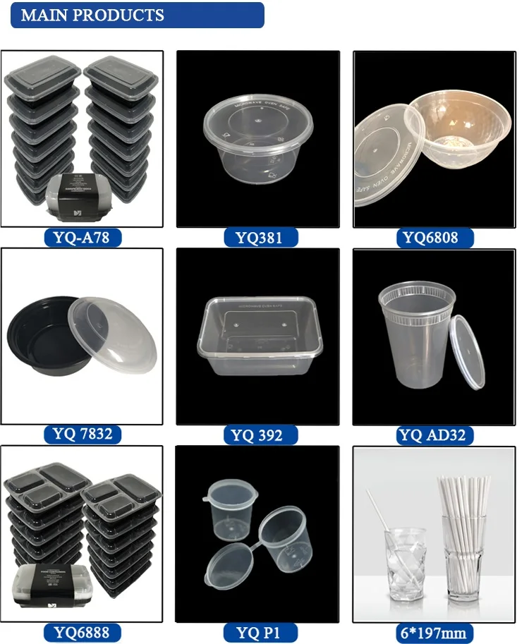Yq7848 48oz Black Plastic Round Pp Disposable Food Container Microwave