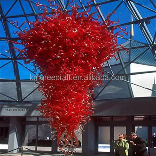 

Whole Sale Luxury Red Large Glass Chandelier Lighting for Hotel Shopping Mall, Shown in the picture or customised