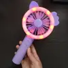 Customized LOGO handheld folding rechargeable USB mini fan three range seven color lights 2019 customized logo promotional gifts
