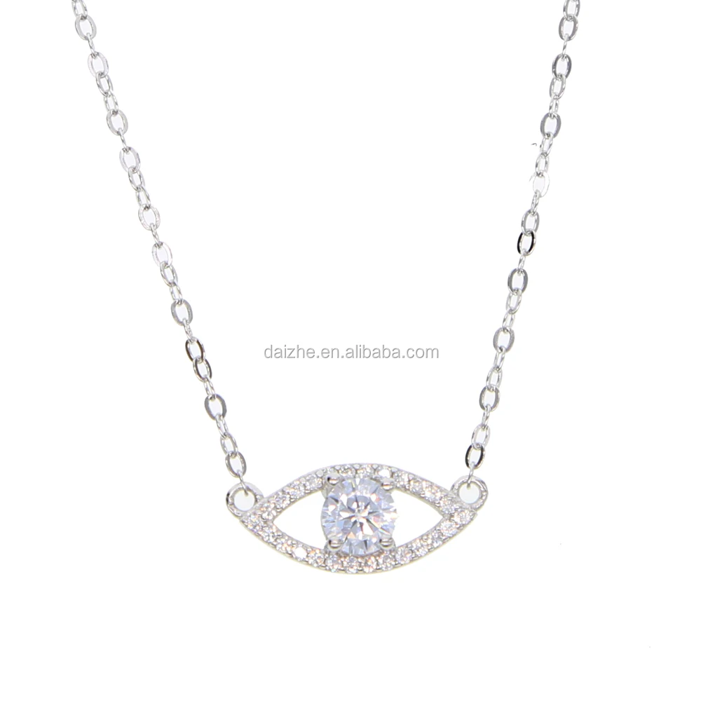 

925 sterling silver women cz paves evil eye pendant necklace with gold plated tiny eye charm pendant for women wedding necklace, Black