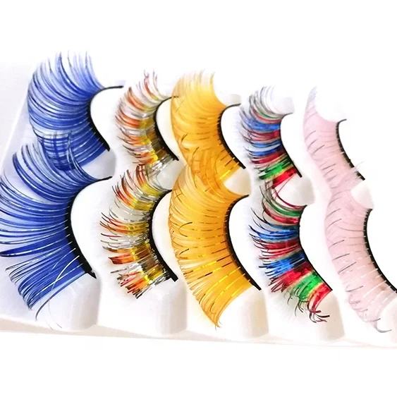 

Crazy Design Party Style False Eye Lashes Colorful Handmade Eyelashes