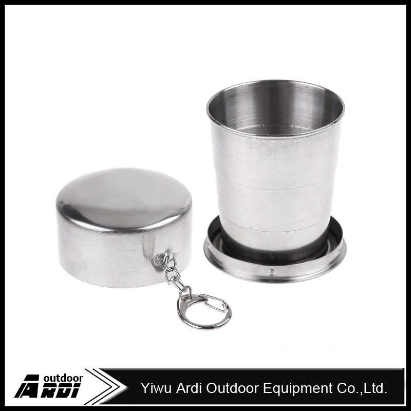 
Stainless Steel Portable Mini Travel Retractable Cup Keychain Telescopic 