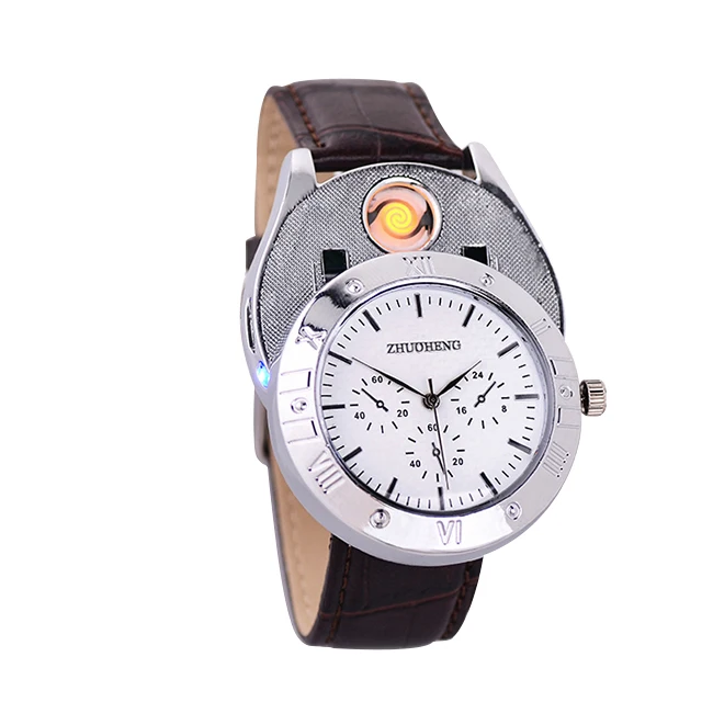 

MLT39 Wrist Watch, 2in1 Rechargeable Cigarette Lighter Watch, Windproof Flameless USB Watch Lighter Smoking Lighter Watch, Colorful as pictures