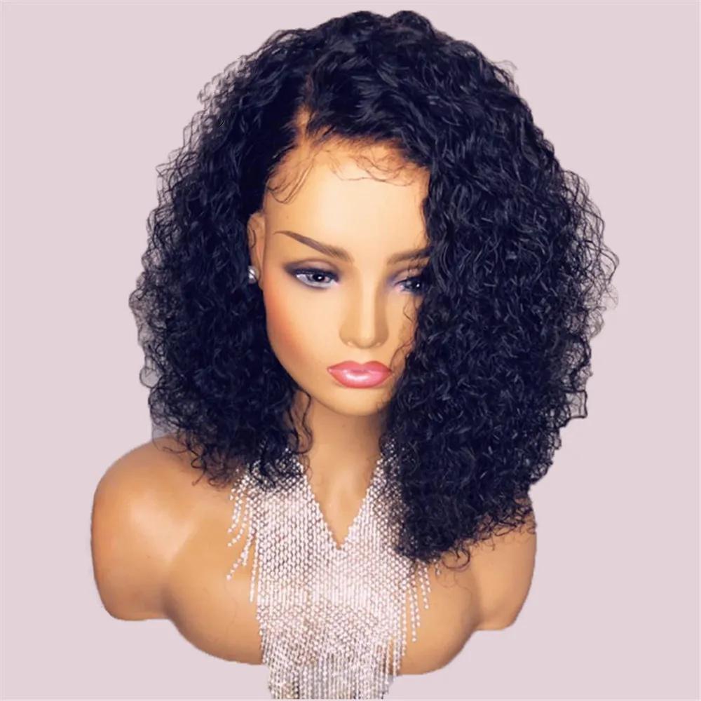 

Brazilian human hair wigs density 130% 150% 180% brazilian hair wigs nature color jerry loose curly lace front wigs, Natural color