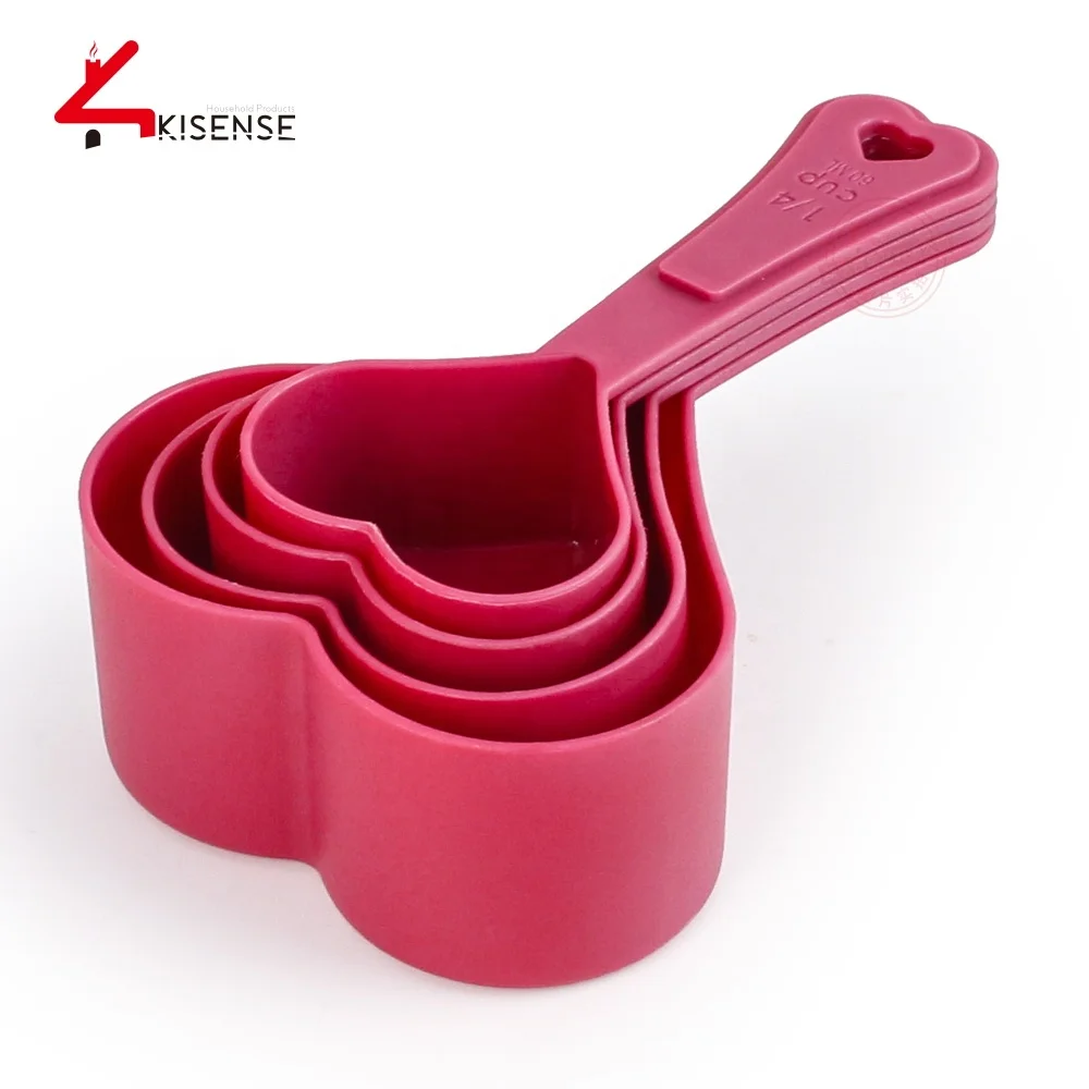 
4-Piece set heart-shaped Plastic measuring cups/baking measuring tools 