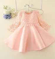 

2018 Korea spring dress kids girl long-sleeved flowers girl dress children's clothing factory wholesale children princess frock