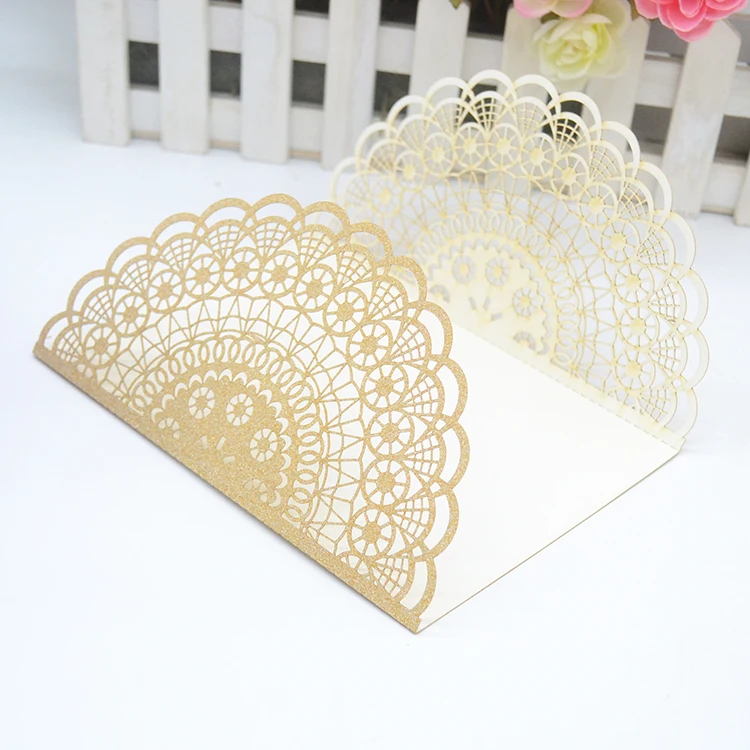 Exquisite glitter paper laser cut lilac wedding invitations