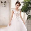 ZH1749D Wholesale sexy v neck cap sleeve high waist wedding dress