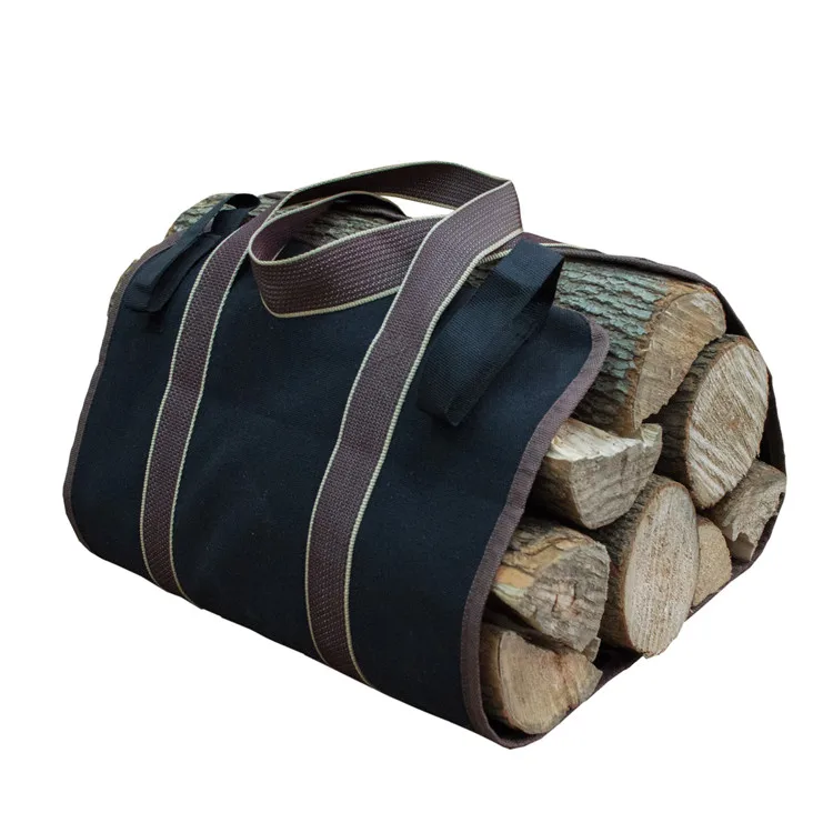 Canvas Log Carrier Bag Durable Wood Tote Fireplace Stove