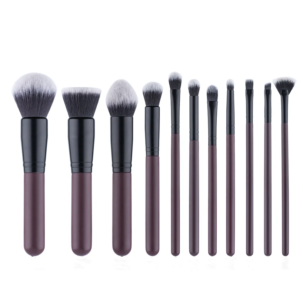 

OEM Custom Logo Brushes Makeup Brush Set 11pcs Wine Red Soft Synthetic Hair Foundation Natural Brushes Makeup Professional