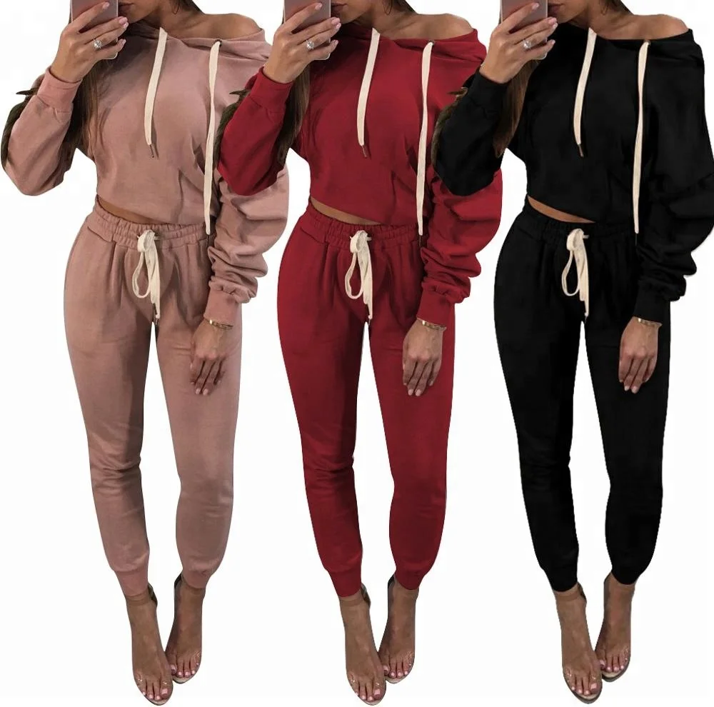 

B32466A On sale!!! Women Tracksuit Set Sweatshirt Tops Pants Suit Casual 2 piece sweat suits, Customized